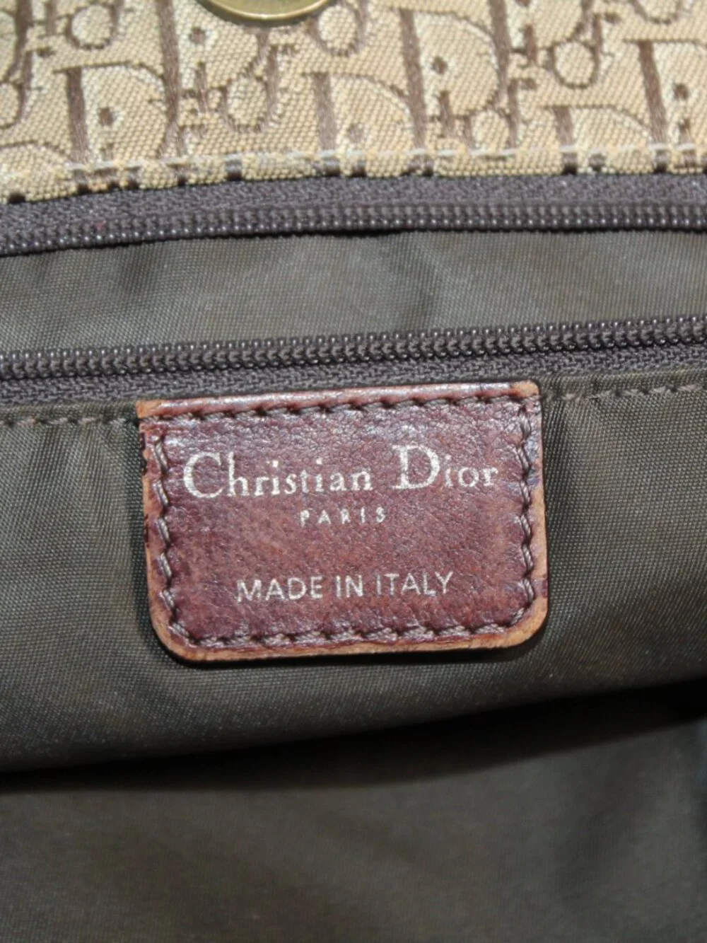 Christian Dior Vintage Trotter Canvas Tote Monogram  Brown Buckle Shoulder Bag